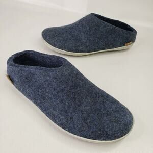Glerups slip on Wool Slipper Blue Gray Rubber Bottom EU Size 41